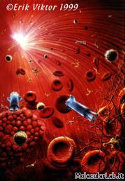 Grafica di un vaggio nanotech nel sangue