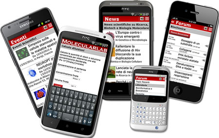 Smartphone con la app di MolecularLab Mobile